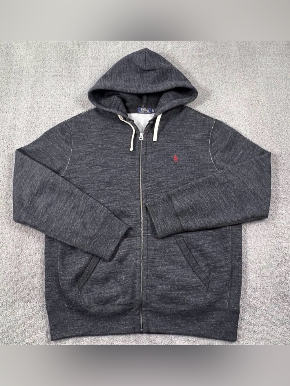 Ralph Lauren Hoodie Adult Extra Large Gray Full Zip Long Sleeve Jacket Casual